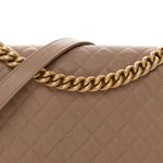 Caviar Quilted New Medium Boy Flap Dark Beige