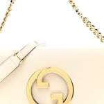 Roxy Calfskin Blondie Chain Shoulder Flap Bag Mystic White