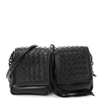 Nappa Intrecciato Small Double Pocket Flap Black