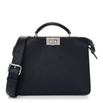 Cuoio Romano Vitello Cover Glazed Fabric Bi-Color FF 1974 Mini Peekaboo I SEE U Satchel Blue Dark Brown Tobacco Moro