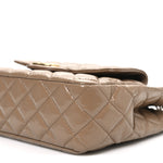 Shiny Crumpled Calfskin Quilted Wavy CC Hobo  Dark Beige
