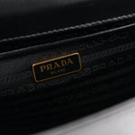 Saffiano Soft Calfskin Metal Triangle Logo Envelope Chain Shoulder Bag Black