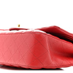 Caviar Quilted Medium Double Flap Red