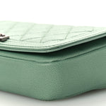 Caviar Quilted Boy Phone Holder Wallet On Chain Green