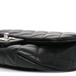 Calfskin Quilted CC Uniform Flap Belt Bag Black