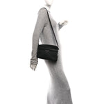 Re-Nylon Vela Saffiano Pocket Double Zip Shoulder Bag Black