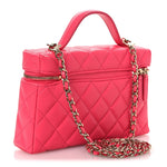 Caviar Quilted Top Handle Slim Vanity With Chain Fuchsia