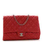 Lambskin Quilted Clutch With Chain Flap Red