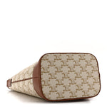 Triomphe Canvas Calfskin Small Bucket Bag White