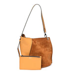Suede Calfskin Hook Bag Brown Yellow