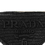 Yarn Raffia Effect Crochet Triangle Shoulder Bag Black