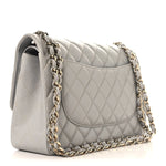 Caviar Quilted Jumbo Double Flap Grey