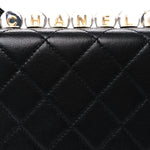 Lambskin Quilted Chic Pearls Flap Black