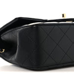 Lambskin Quilted Mini Top Handle Rectangular Flap Black