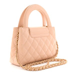 Shiny Aged Calfskin Quilted Nano Kelly Shopper Beige