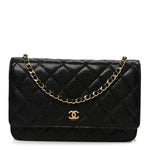 Caviar Quilted Wallet on Chain WOC Black