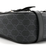 GG Supreme Monogram Textured Dollar Calfskin Retro Interlocking G Flap Messenger Bag Black