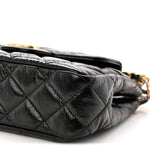 Shiny Crumpled Calfskin Quilted Small Wavy CC Hobo Black