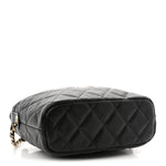 Caviar Quilted Hobo Clutch With Chain  Black