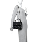 Lambskin Quilted Small Trendy CC Chain Dual Handle Flap Bag Black
