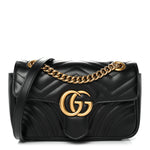 Calfskin Matelasse Mini GG Marmont Shoulder Bag Black
