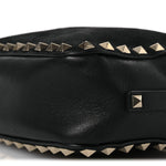 Calfskin Suede Rockstud Camera Crossbody Bag Black