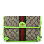 GG Supreme Monogram Web Small Ophidia Belt Bag Beige Ebony Electric Green