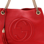 Pebbled Calfskin Medium Soho Chain Shoulder Bag Tabasco Red
