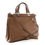 Ostrich Medium Zumi Top Handle Bag Brown