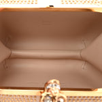 Calfskin Studded Britannia Skull Box Clutch Beige