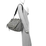 Nylon Checker Print Large Pandora Black White