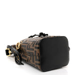 Vitello Liberty F is Fendi Bi-Color FF 1974 Embossed Mini Mon Tresor Bucket Bag Maya Black