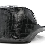 Calfskin Crocodile Embossed Greca Goddess Tote Bag Black