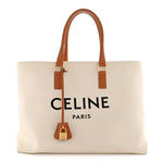 Canvas Calfskin Horizontal Cabas Natural Tan