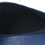 Calfskin Chevron Quilted Top Handle Flap Navy