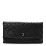Lambskin Quilted CC Beauty Clutch Black