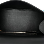 X GUCCI Canvas Boarded Plutone Calfskin Flora Logo Print Small Hourglass Top Handle Bag White Multicolor Black