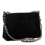 Velvet Effect Nylon Shiny Crumpled Calfskin Quilted Chanel 25 Clutch With Chain Black
