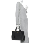 Saffiano Lux Medium Galleria Double Zip Tote Black