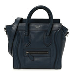 Drummed Calfskin Nano Luggage Navy Blue