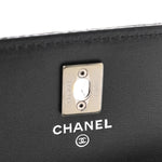 Shiny Crumpled Calfskin Crystal Quilted Precious Handle Clutch With Chain Black