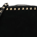 Calfskin Suede Rockstud Camera Crossbody Bag Black