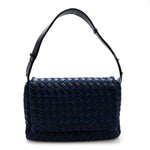 Denim Nappa Intrecciato Padded Messenger Abyss Indigo