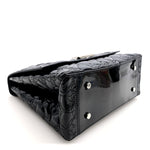 Vernis Flower Quilted Twist Shoulder Bag GM Black