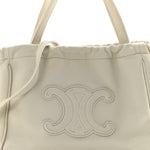 Calfskin Cuir Small Triomphe Cabas Drawstring White