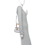 Boarded Dyana Lux Calfskin Mini Bamboo 1947 Top Handle Bag Silver