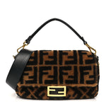 Shearling Vitello Dolce Macro FF 1974 Baguette Tobacco Black
