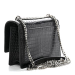 Calfskin Crocodile Embossed Monogram Sunset Chain Wallet Black