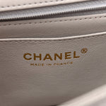 Lambskin Quilted Mini Top Handle Rectangular Flap Grey