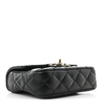 Lambskin Resin Quilted Mini Heart Square Flap Black